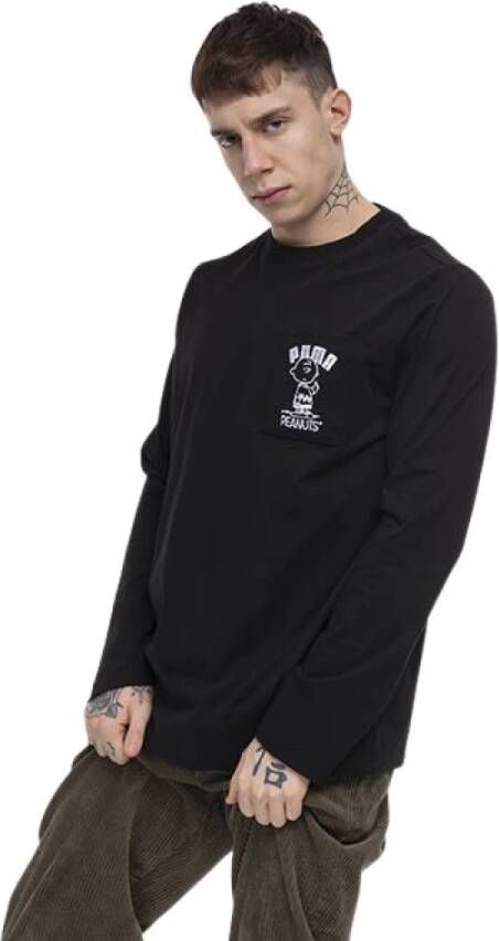 Puma Peanuts Longsleeve Tee 530613 01 S T shirt , Zwart, Heren