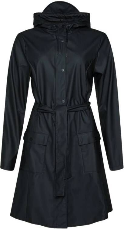 Rains Curve regenjas met capuchon en strikceintuur