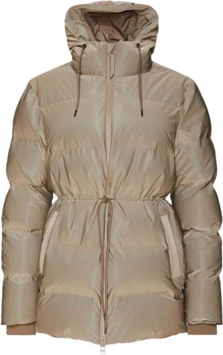 Rains Taupe regen puffer w jas ytterjakker , Beige, Dames