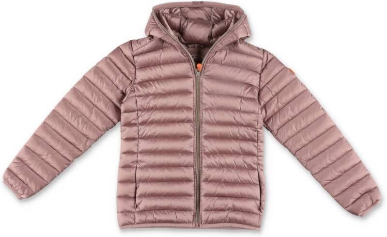 Save The Duck Red de eend giubbino rosa antico in nylon trapuntato con cappuccio | antieke roos gewatteerd nylon save the eend gevoerde jas met kap , Roze, Unisex