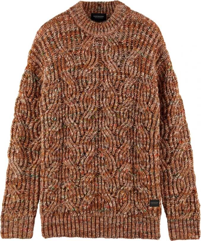Scotch & Soda Dikke kabel gebreide pullover , Bruin, Heren