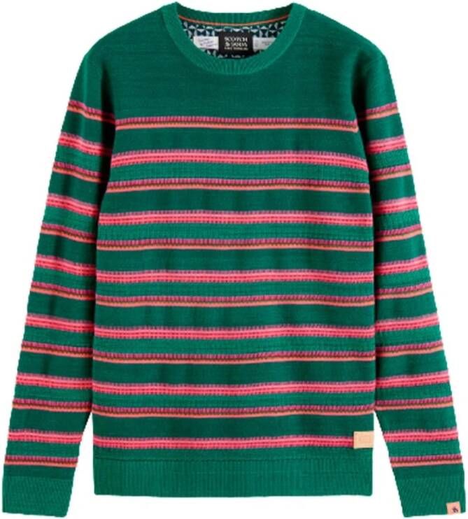 Scotch & Soda Gestreepte trui met ronde hals en structuur van biologisch materiaal