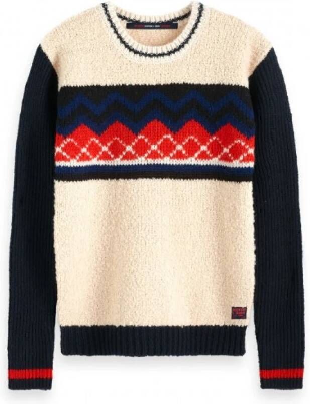 Scotch & soda Trui Scotch Soda MIXED TEDDY AND RIB KNIT PULL WITH PLACEMENT PATTERN