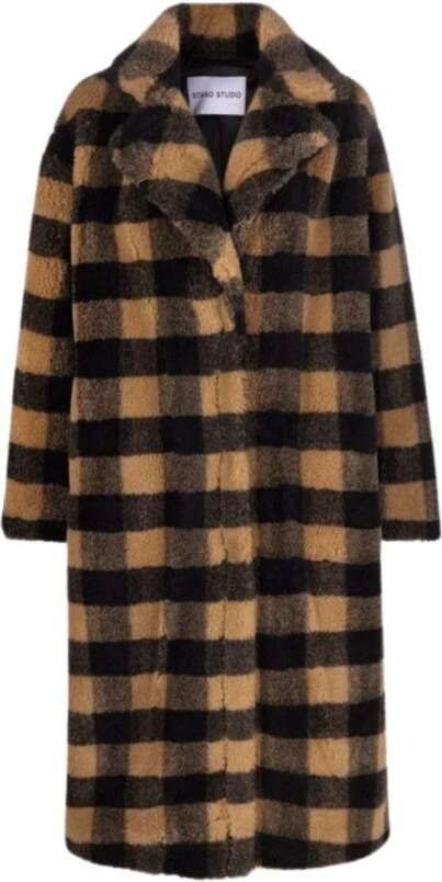 Stand Studio Maria teddy jas met ruitdessin en steekzakken