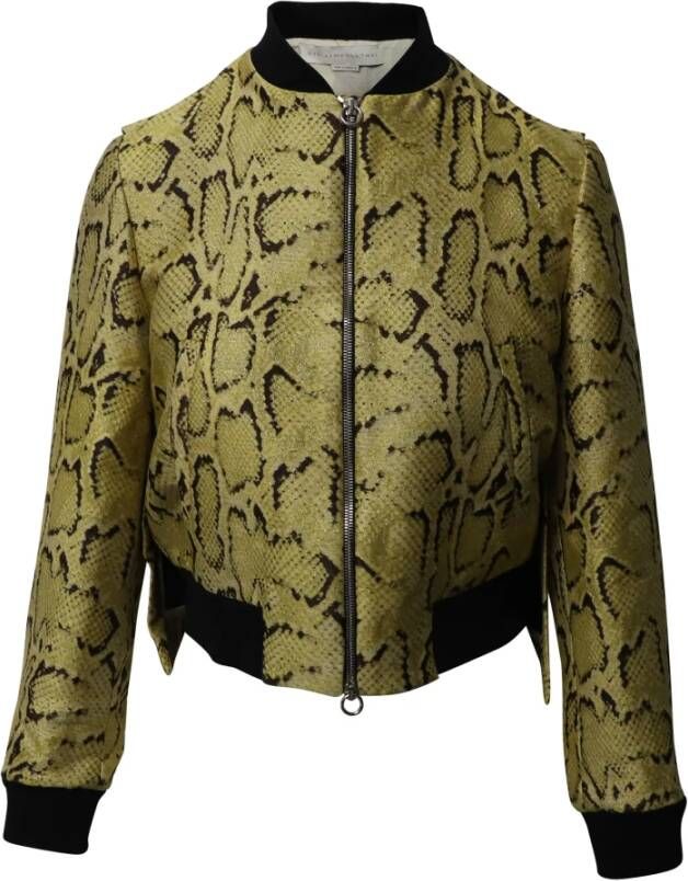 Stella Mccartney Snakeskin Print Bomber Jacket in Yellow Polyester Stella McCartney Pre owned, Geel, Dames