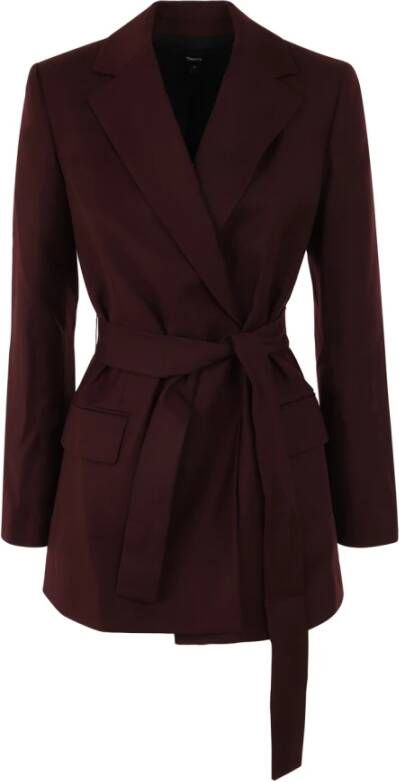Theory Double breasted riem jas , Paars, Dames