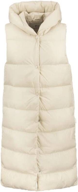 Woolrich Beige Ellis Long MicroFiber Vest , Beige, Dames