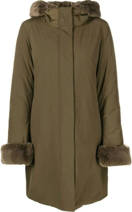 Woolrich Contrast trim Hooded Parka , Groen, Dames