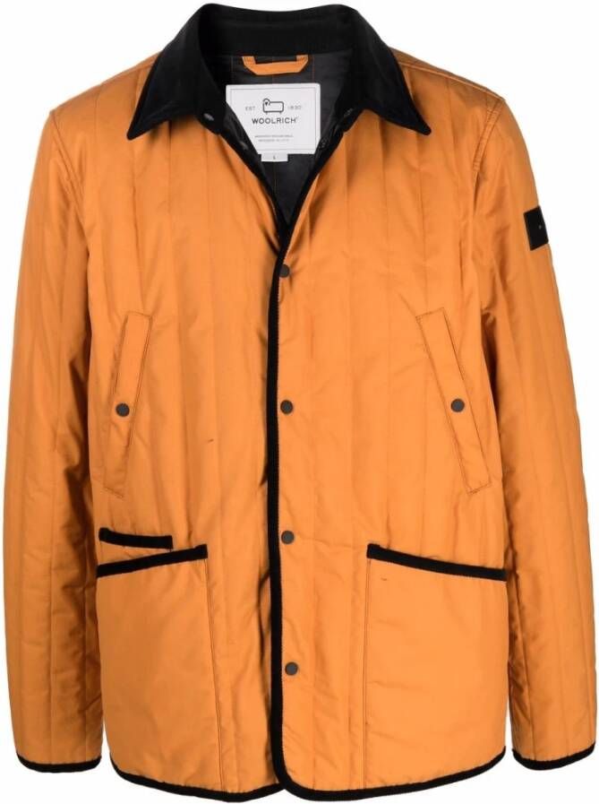 Woolrich Oranje barrière overschreed in British Millerain gewaxt katoen , Oranje, Heren