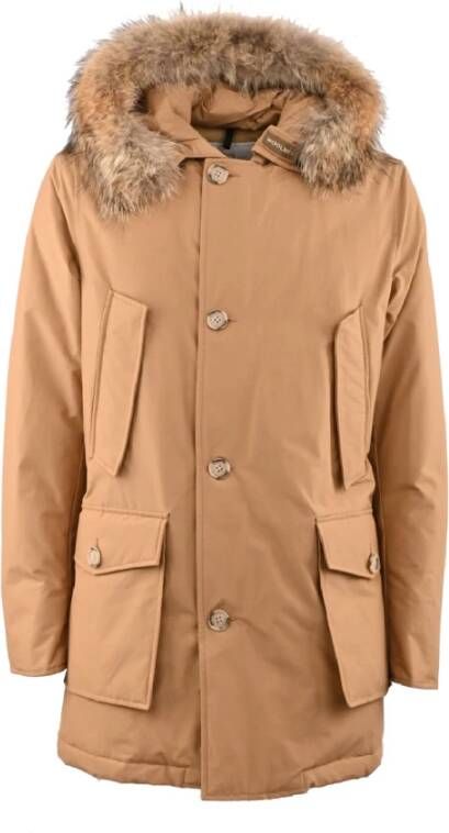Woolrich Beige Arctic Detachable FUR Parka , Beige, Heren
