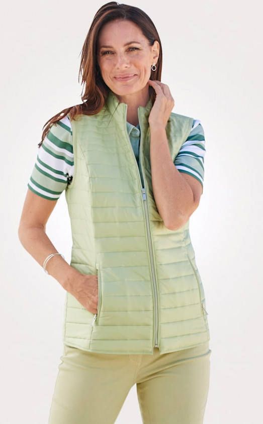 MONA Bodywarmer met flatterende stiksels Riet