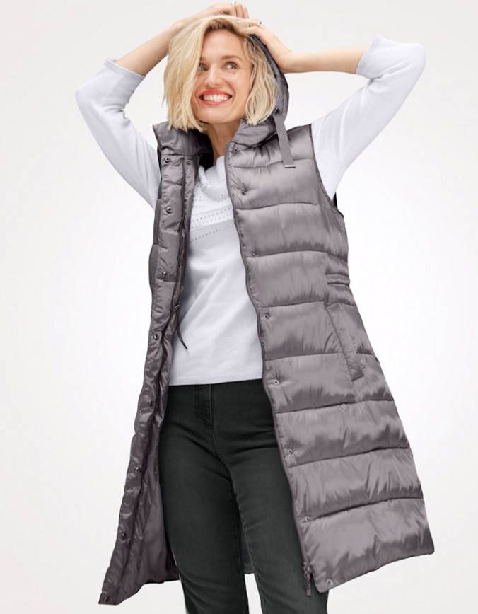 MONA Bodywarmer met praktische tweewegrits Zilvergrijs