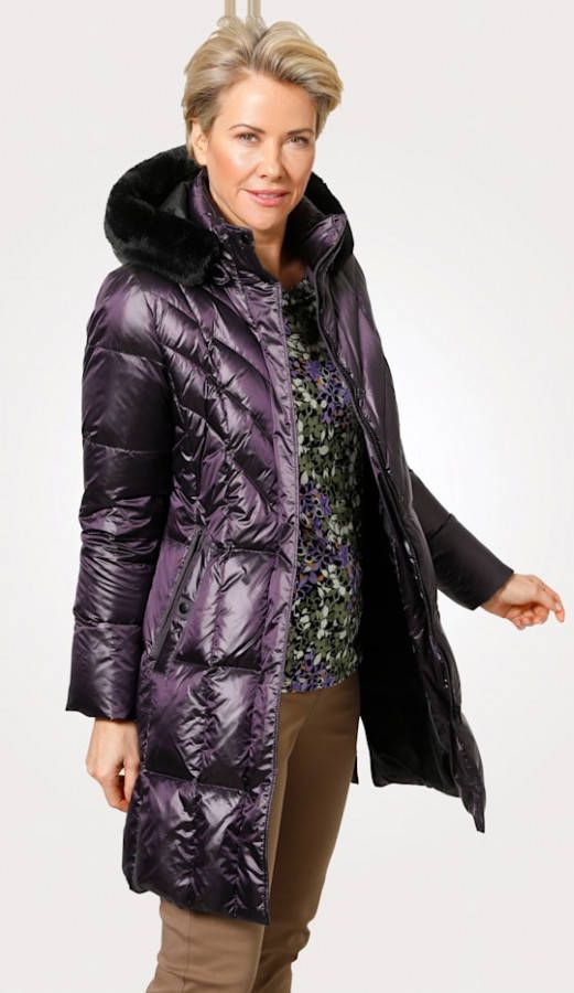 MONA Doorgestikte jas met flatterende stiksels Paars