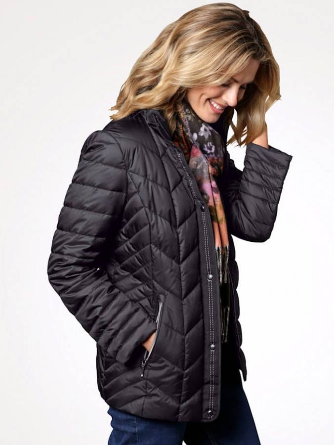MONA Gewatteerde jas in donslook Zwart