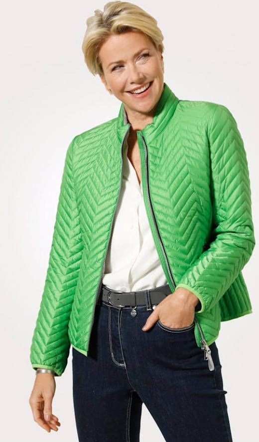 MONA Gewatteerde jas met tweewegrits Groen
