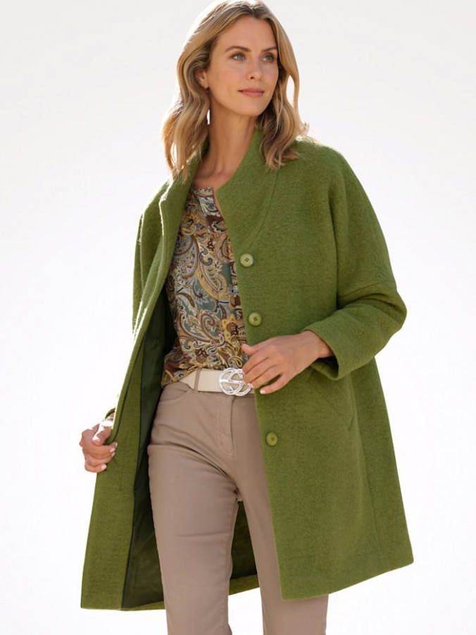 MONA Jas met trendy kelkkraag Groen