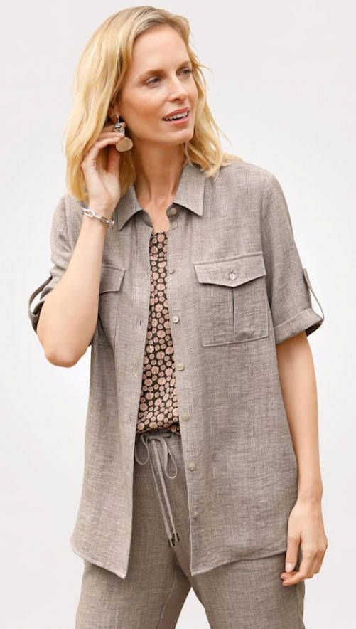 MONA Jasje in overhemdmodel Taupe