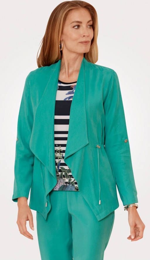 MONA Jasje met elegante sjaalkraag Smaragdgroen