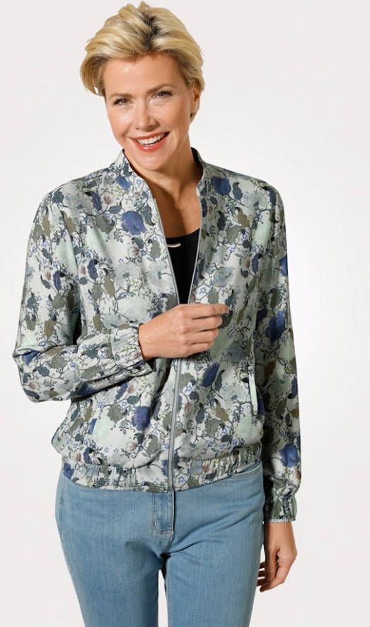 MONA Jasje met zomers bloemendessin Mint/Blauw/Olijf