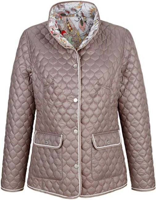 MONA Keerbare jas met een grafisch stikselpatroon Taupe/Ecru