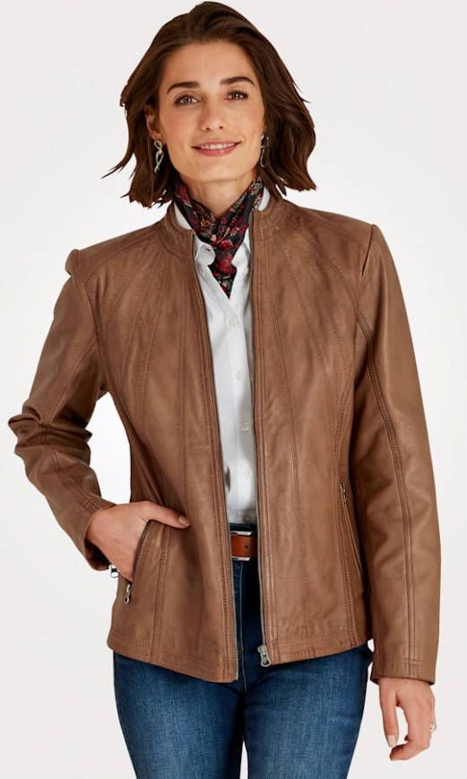 MONA Leren jas van zacht lamsnappa Cognac