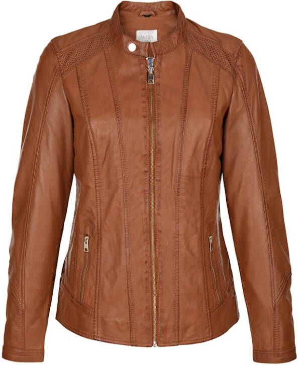 MONA Leren jasje van echt lamsnappa Cognac