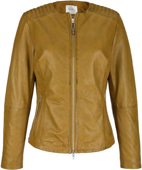 MONA Leren jasje van echt lamsnappa Olijf