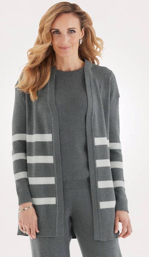 MONA Vest met aangeknipte mouwen Grijs/Ecru