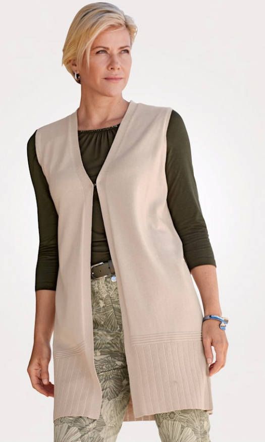 MONA Vest met structuurpatroon Zand