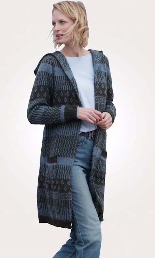 MONA Vest van jacquard Kaki/Blauw