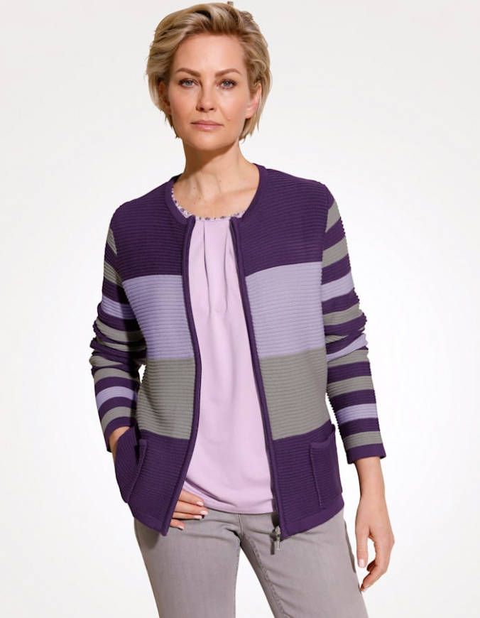 MONA Vest van Pima katoen Paars/Violet/Grijs