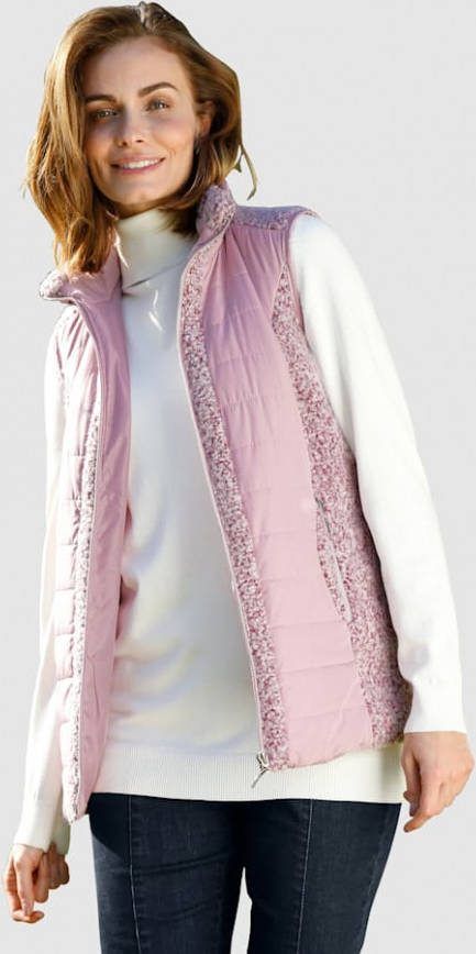 Paola Bodywarmer van bouclé met stiksels Lavendel/Braam