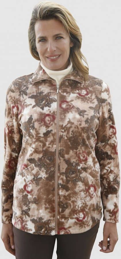 Paola Fleece vest met bloemenprint Taupe