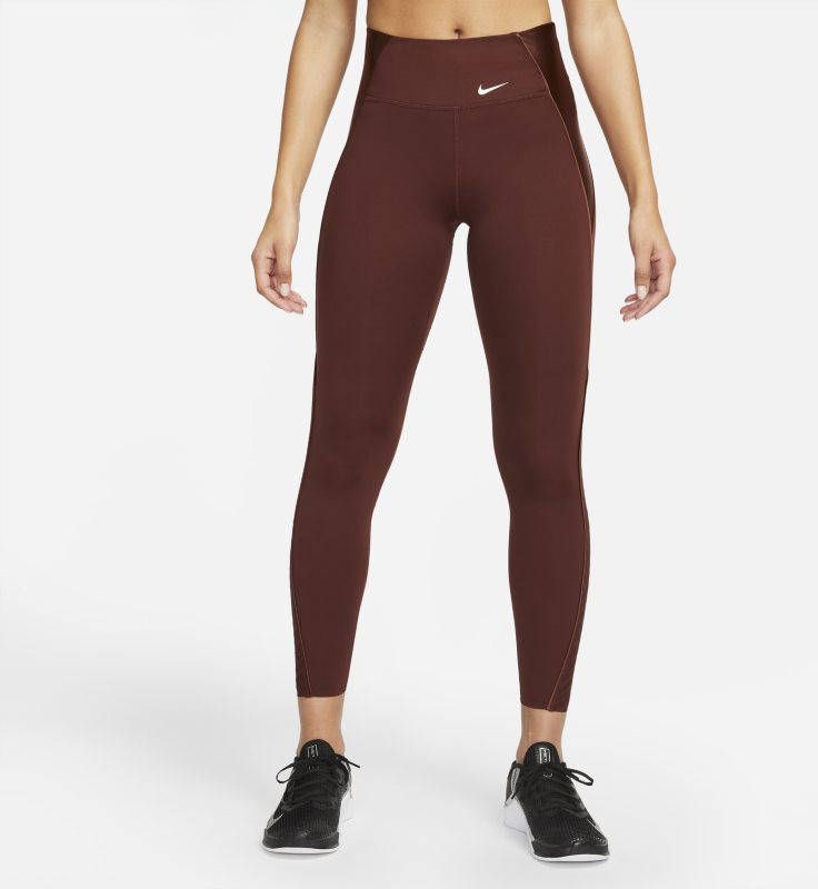 Nike Dri FIT One Luxe Icon Clash 7/8 legging met print en halfhoge taille voor dames Bruin
