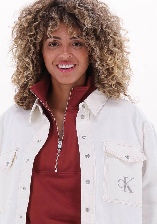 Calvin Klein Witte Spijkerjas Cropped Utility Shirt