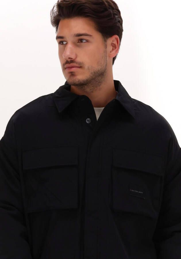 Calvin Klein Zwarte Overshirt Fleece Lined Cargo Overshirt