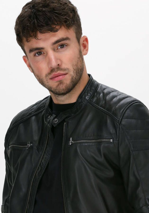 Goosecraft Jacket965 Bikerjack van schapenleer met doorgestikte details