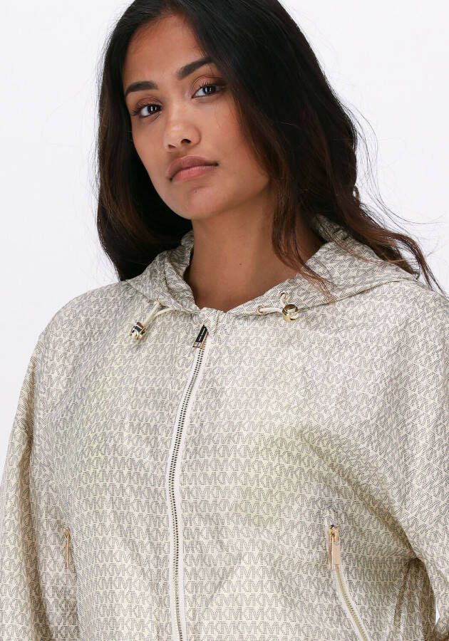 Michael Kors Ecru Jack Mk Logo Crop Bomber