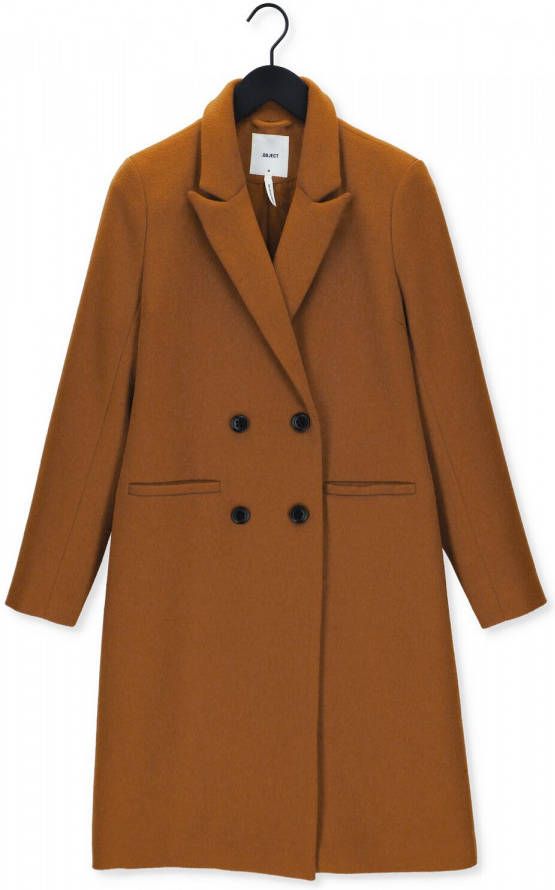 OBJECT coat OBJLINEA met wol lichtbruin
