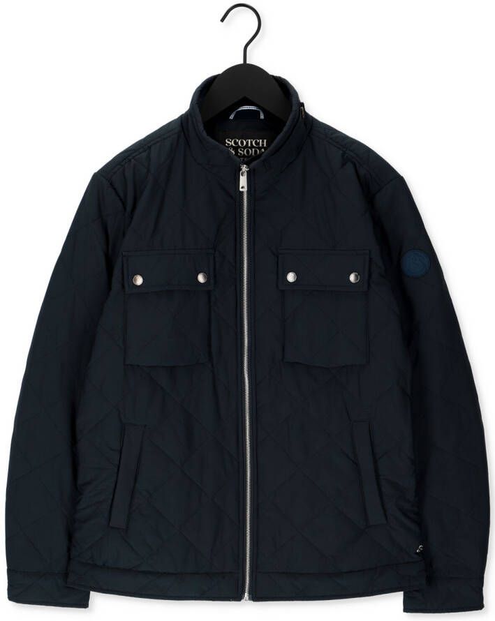 Scotch & Soda Donkerblauwe Jack Quilted Short Jacket With Repr