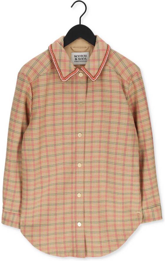 Scotch & Soda Oversized overshirt in linnenblend met ruitdessin