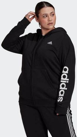 Adidas Essentials Logo Ritshoodie(Grote Maat) Black/White Dames