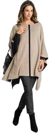 Gebreide poncho in beige van heine