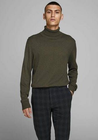 Jack en Jones:JACKenJONES Essentials Jjeemil Knit Roll Neck Noos Olive Night/Melange | Freewear Groen
