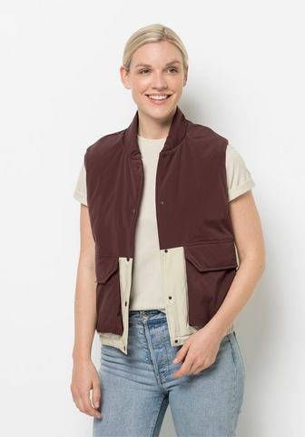 Jack Wolfskin 365 Fearless Vest Dames Bodywarmer Bordeaux/Kastanjebruin/Gebroken Wit