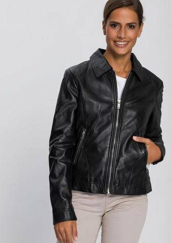 KangaROOS Leren jack in eenvoudige overhemdkraag en ritssluitingen nieuwe collectie