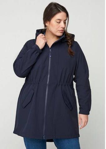 Zizzi waterafstotende softshell jas donkerblauw