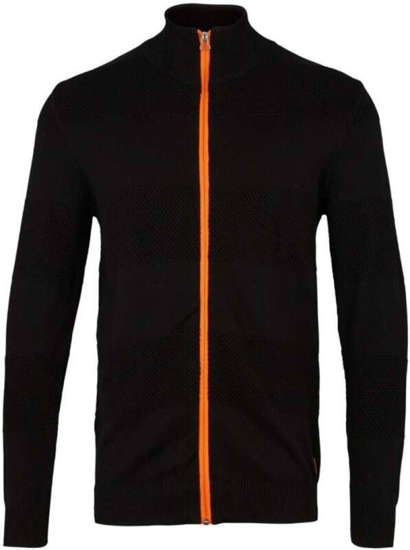 Kronstadt Regular Fit Sweatjacket zwart, Effen