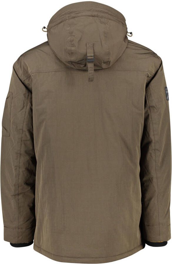 camel active winterjas bruin wijde fit effen rits + knoop