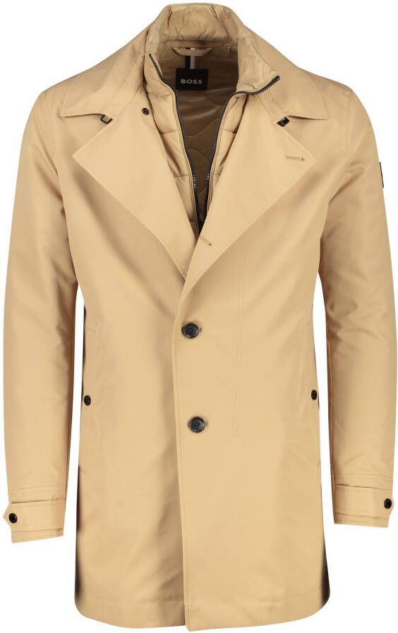 Hugo Boss Bruine Coel tussenjas normale fit effen rits + knoop